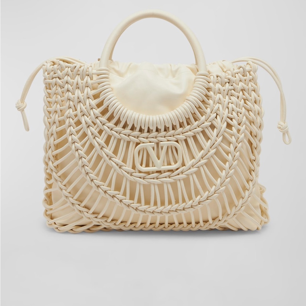 NWOT Valentino Garavani Allover Knot Braided Drawstring Tote Bag